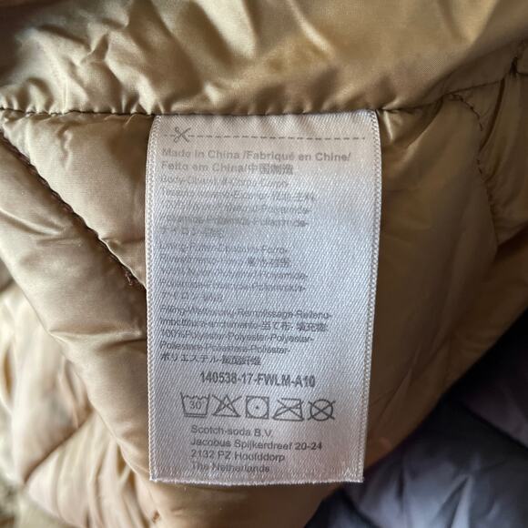 Scotch & Soda Olive Green / Mustard Puffer Jacket w/ Button Details -  Size S - Picture 11 of 13